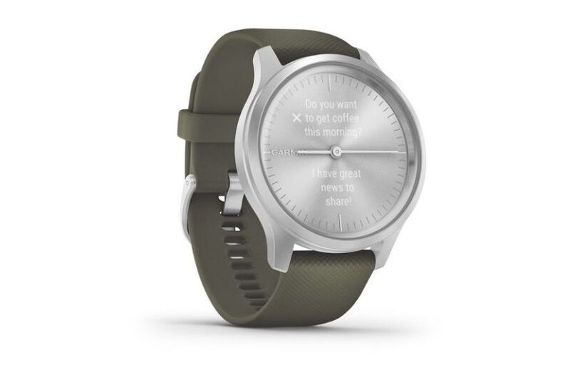 Man sieht eine eingegangene Nachricht auf der Garmin vivomove style.